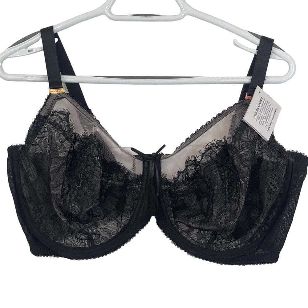 Smart & Sexy Black Lace Underwire Nylon/Spandex Blend Bra Size 42G NWT
